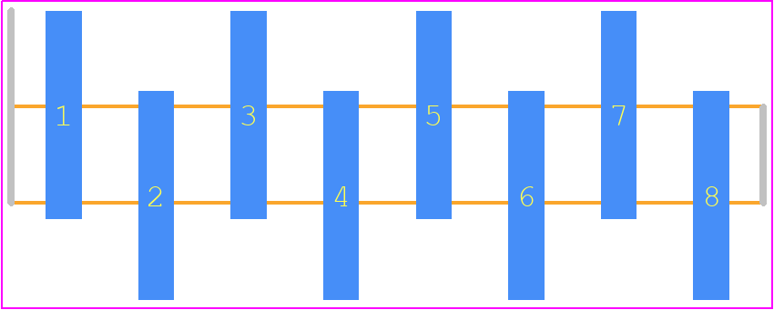M20-8770842R - Harwin PCB footprint - Header, Unshrouded - Single Row Staggered SMD Pin - Header, Unshrouded - Single Row Staggered SMD Pin - M20-8770842R