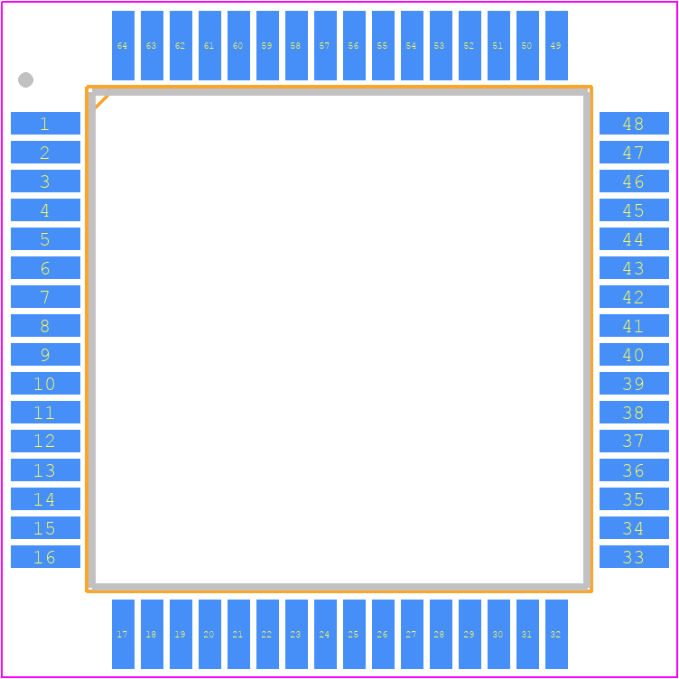 CLC018AJVJQ/NOPB - Texas Instruments PCB footprint - Quad Flat Packages - Quad Flat Packages - 64-Lead PQFP