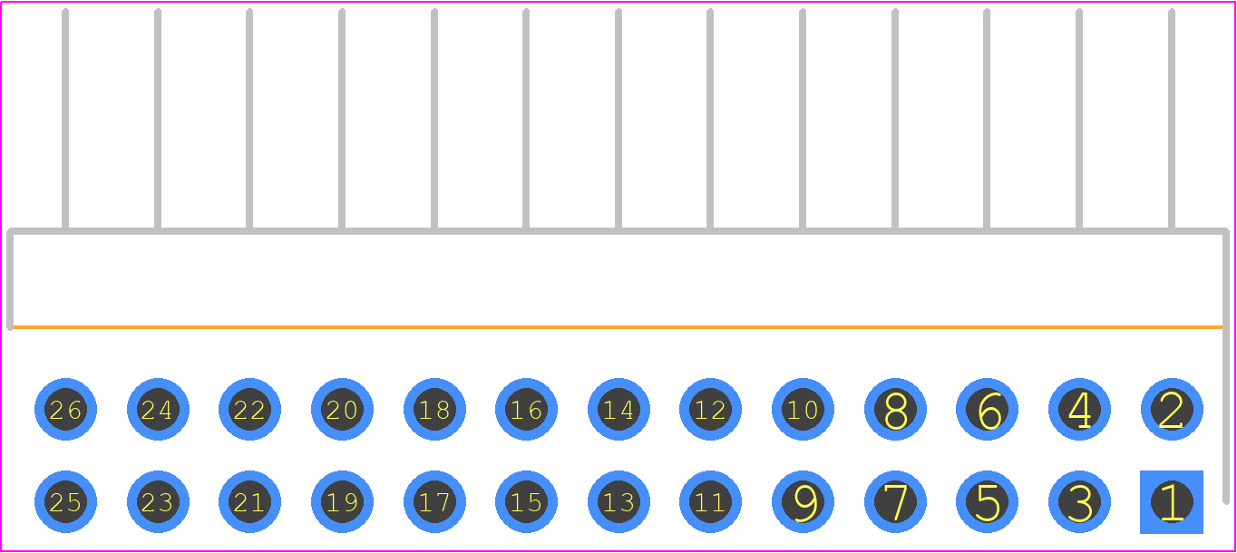 M20-9951346 - Harwin PCB footprint - Header, Unshrouded - Right Angle PTH Pin - Header, Unshrouded - Right Angle PTH Pin - M20-9951346