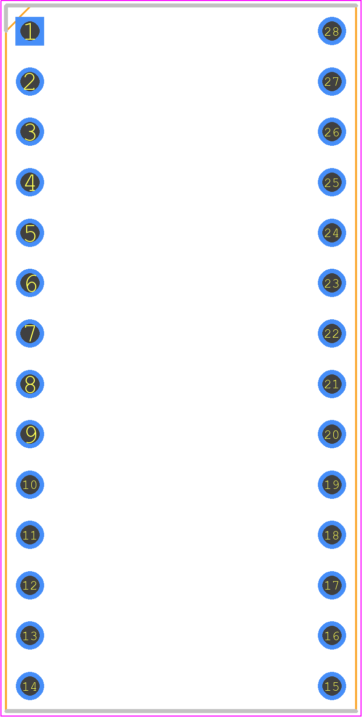 ICO-628-NGT - SAMTEC PCB footprint - Dual-In-Line Sockets - Dual-In-Line Sockets - ICO-628-NGT
