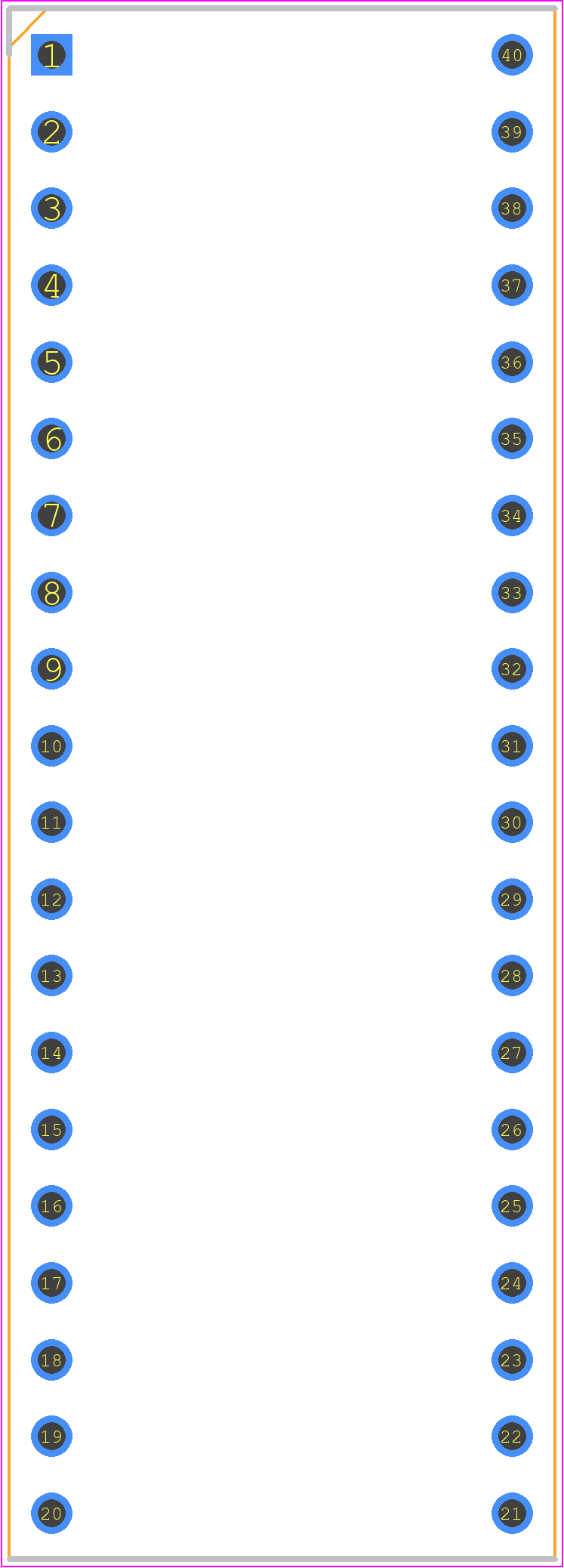 DS1009-40AT1WS - Connfly PCB footprint - Dual-In-Line Sockets - Dual-In-Line Sockets - DS1009-40AT1WS