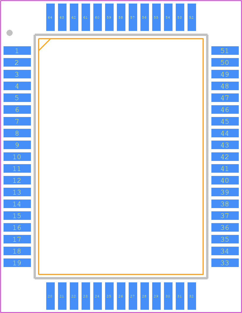 HT1622 - Holtek PCB footprint - Quad Flat Packages - Quad Flat Packages - 64-pin QFP (1420)