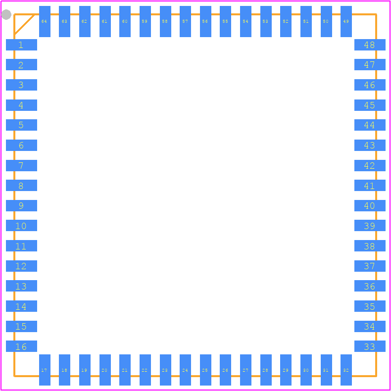 KAI-02150-FBA-FD-BA - onsemi PCB footprint - Quad Flat No-Lead - Quad Flat No-Lead - CLCC64 18.29x18.29 CASE 848AD ISSUE A