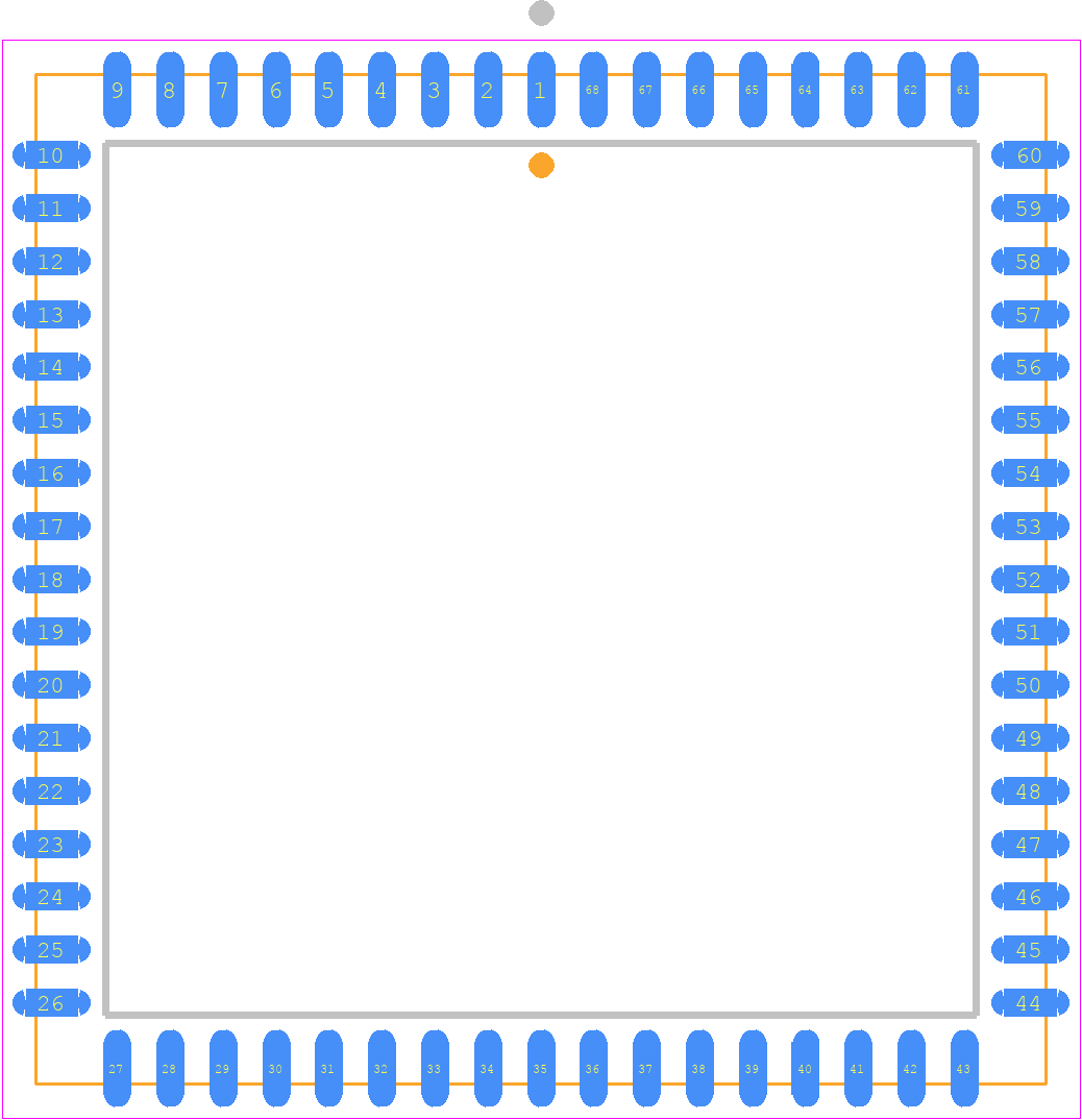 MC68882FN16A - Motorola PCB footprint - Plastic Leaded Chip Carrier - Plastic Leaded Chip Carrier - MC68882FN16A