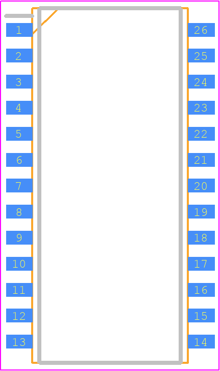 HM514400CLTT-7T - HITACHI PCB footprint - Small Outline Packages - Small Outline Packages - 26-pin plastic TSOPII (TTP-26/20D)