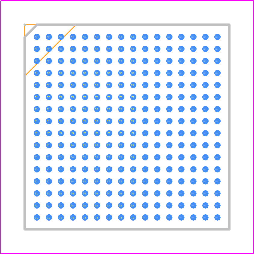 EPM2210GF256C3N - Intel PCB footprint - BGA - BGA - 256 Pin Fineline Ball-Grid Array (FBGA) - Wire Bond - A:1.90