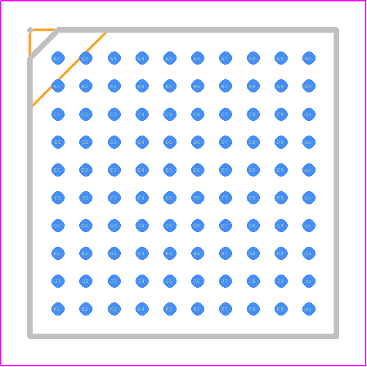 GS2972-CBE3 - SEMTECH PCB footprint - BGA - BGA - 11mm x 11mm 100-ball LBGA