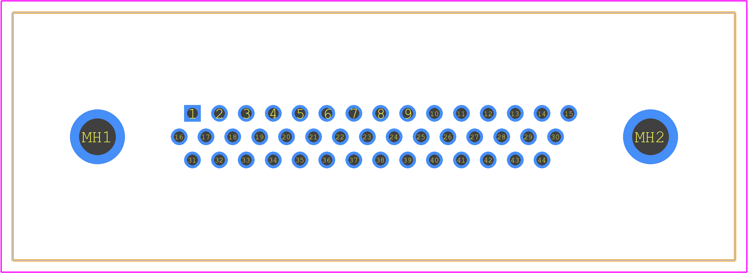 6HDD44PAR99E20X - CONEC PCB footprint - Other - Other - 6HDD44PAR99E20X-1