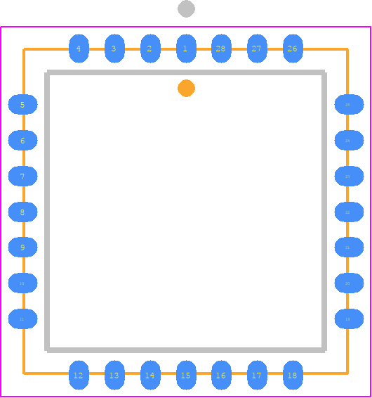 HV5812PJ - Microchip PCB footprint - Plastic Leaded Chip Carrier - Plastic Leaded Chip Carrier - 28-lead PLCC