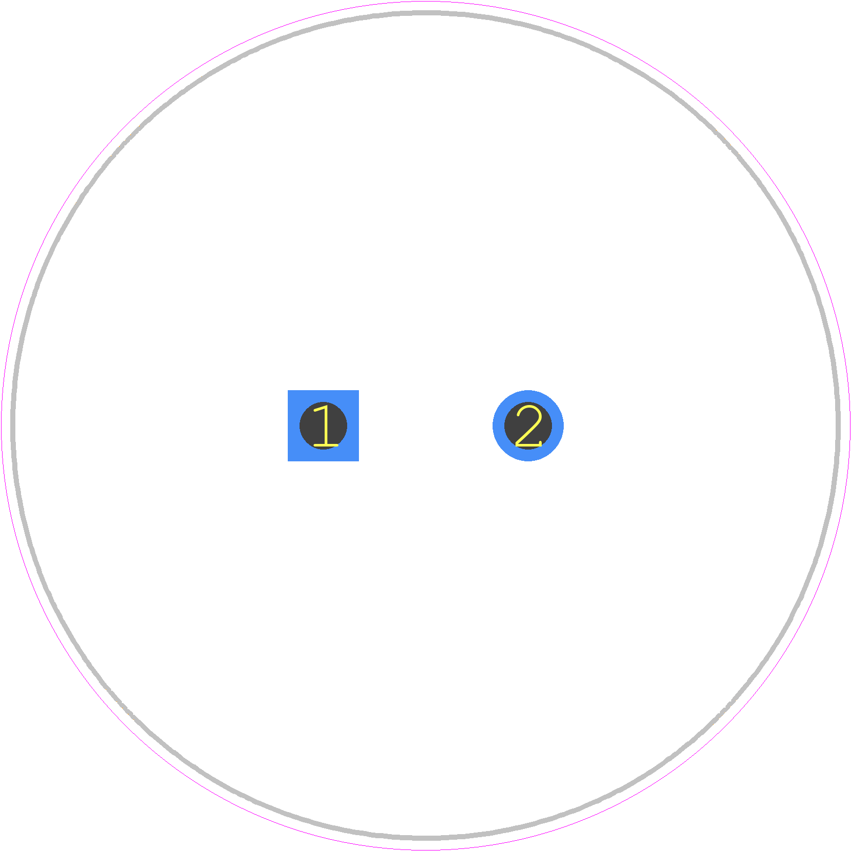 ALC70A821EH450 - KEMET PCB footprint - Capacitor, Polarized Radial Diameter - Capacitor, Polarized Radial Diameter - 40mm x 60mm