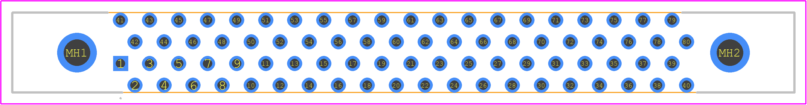 FX2B-80PA-1.27DSAL(71) - Hirose PCB footprint - Other - Other - FX2B-80PA-1.27DSAL(71)-1