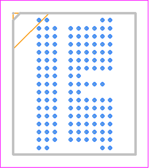 W979H6KBVX2I - Winbond PCB footprint - BGA - BGA - VFBGA 134 Ball (10x11.5 mm2, Ball pitch: 0.65mm, Ø =0.40mm)
