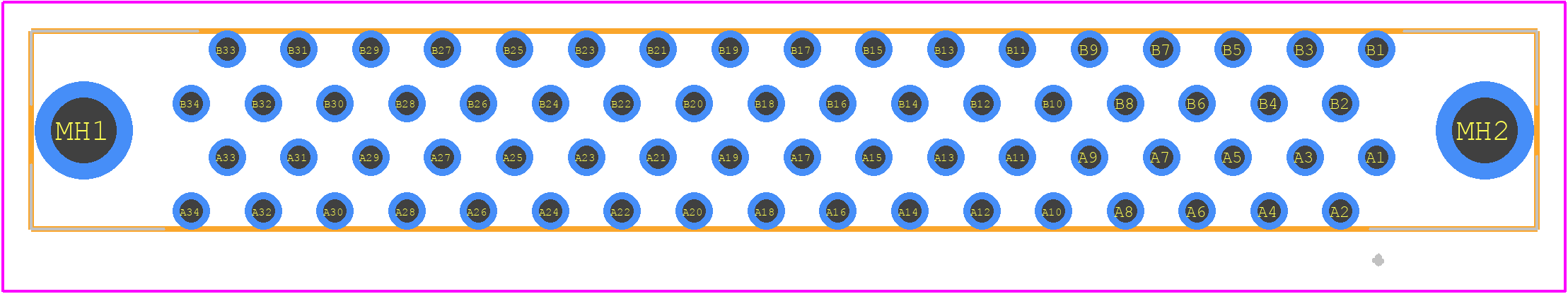 FX2CA2-68S-1.27DSA - Hirose PCB footprint - Other - Other - FX2CA2-68S-1.27DSA-2