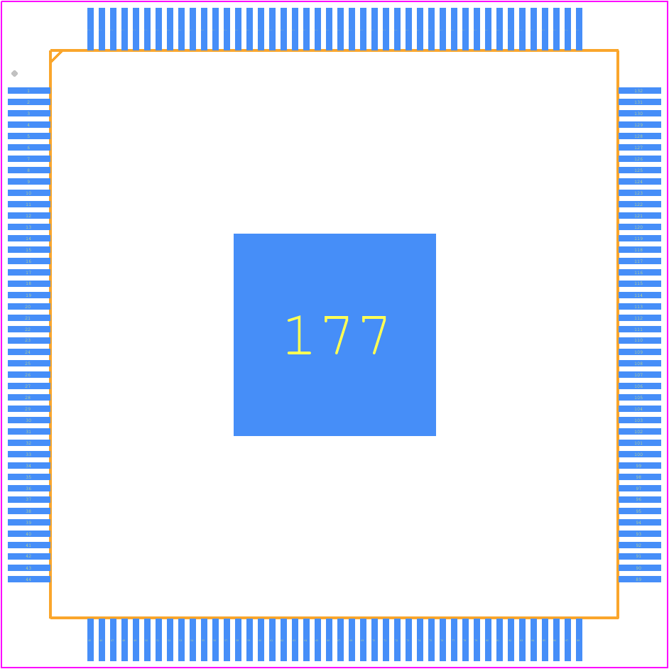 PIC32MZ2025DAK176-V/2J - Microchip PCB footprint - Quad Flat Packages - Quad Flat Packages - 176-Lead Low Profile Quad Flat Pack (2J)