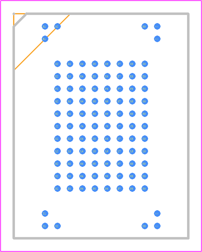 MTFC8GAMALHT-AAT - Micron PCB footprint - BGA - BGA - 100-Ball VBGA – 14mm x 18mm x 1.0mm (Package Code HT)