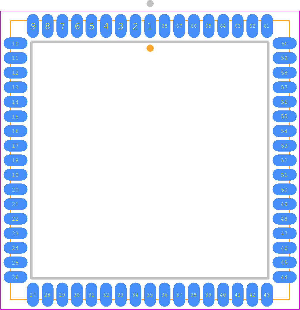 Z8018010VSC - LITTELFUSE PCB footprint - Plastic Leaded Chip Carrier - Plastic Leaded Chip Carrier - 68 PLCC