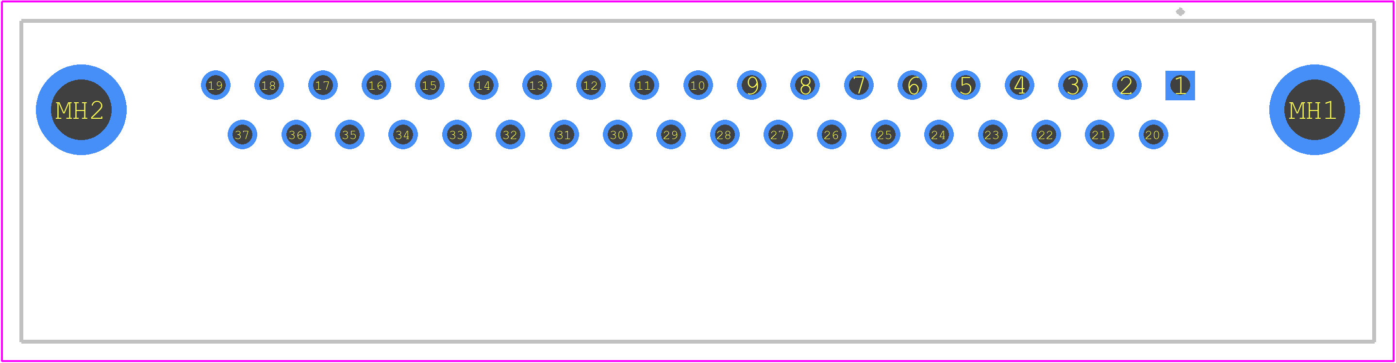 09664566612 - HARTING PCB footprint - Other - Other - D-Sub Female R/A 37 2.76 x 2.54