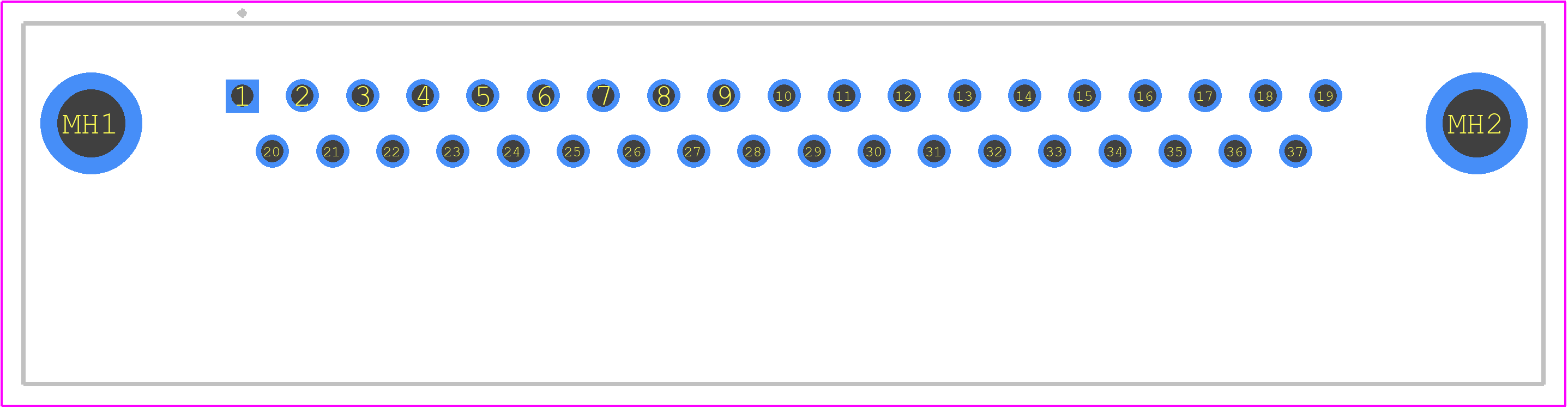 09664627813 - HARTING PCB footprint - Other - Other - D-Sub Male R/A 37 2.76 x 2.54