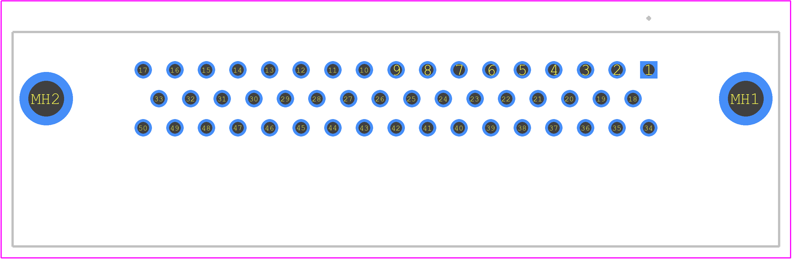 09665126601 - HARTING PCB footprint - Other - Other - D-Sub Female R/A 2.76 x 2.54mm