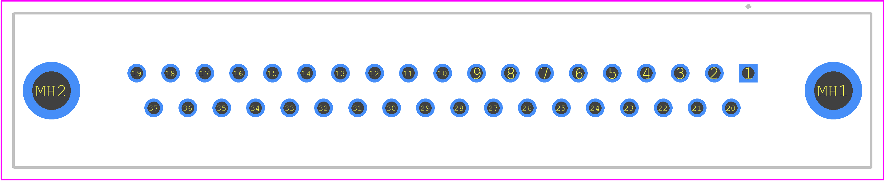 09664117503 - HARTING PCB footprint - Other - Other - D-Sub Female Straight 37 2.76 x 2.84