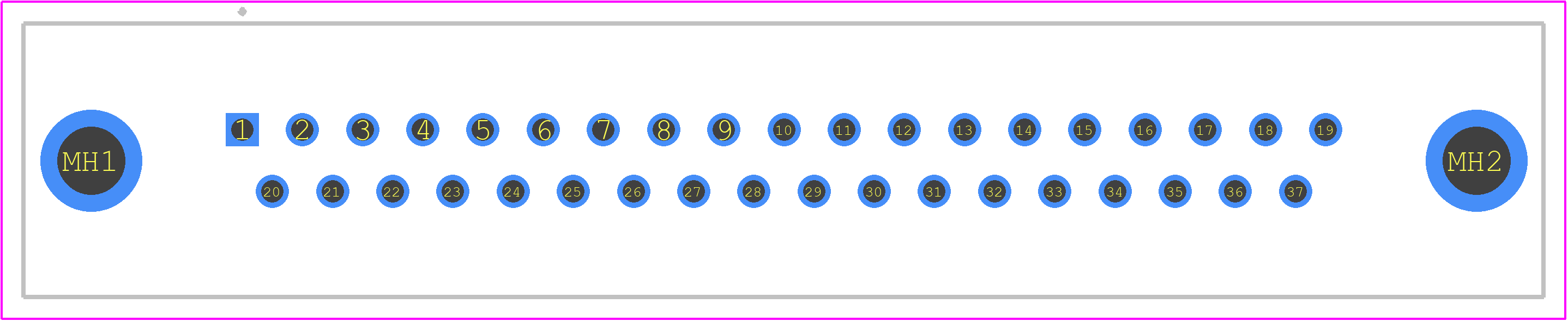 09654296703 - HARTING PCB footprint - Other - Other - D-Sub Male Straight 37 2.76 x 2.84