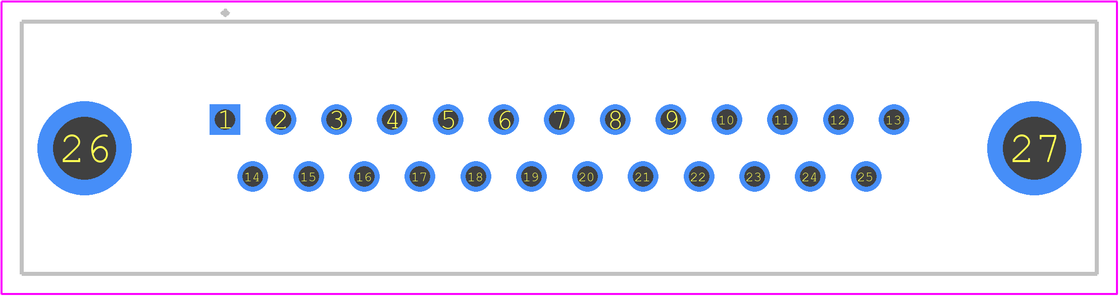 09653696711 - HARTING PCB footprint - Other - Other - D-Sub Male Straight 2.76 x 2.84 25