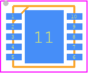 NCV896530MWATXG - onsemi PCB footprint - Small Outline No-lead - Small Outline No-lead - DFN10 3x3, 0.5P