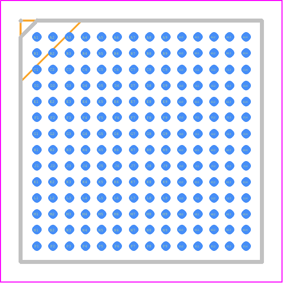 LFD2NX-40-8BG196I - Lattice Semiconductor PCB footprint - BGA - BGA - 196-Ball caBGA Package-4