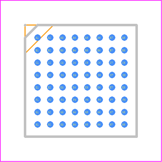 S29GL01GS11DHV013 - Infineon PCB footprint - BGA - BGA - LAE064—64-ball Fortified Ball Grid Array (FBGA), 9 × 9 mm