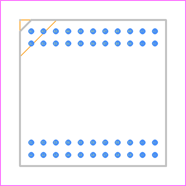 LTM2884IY - Analog Devices PCB footprint - BGA - BGA - BGA44-Lead (15mm × 15mm × 5.02mm)