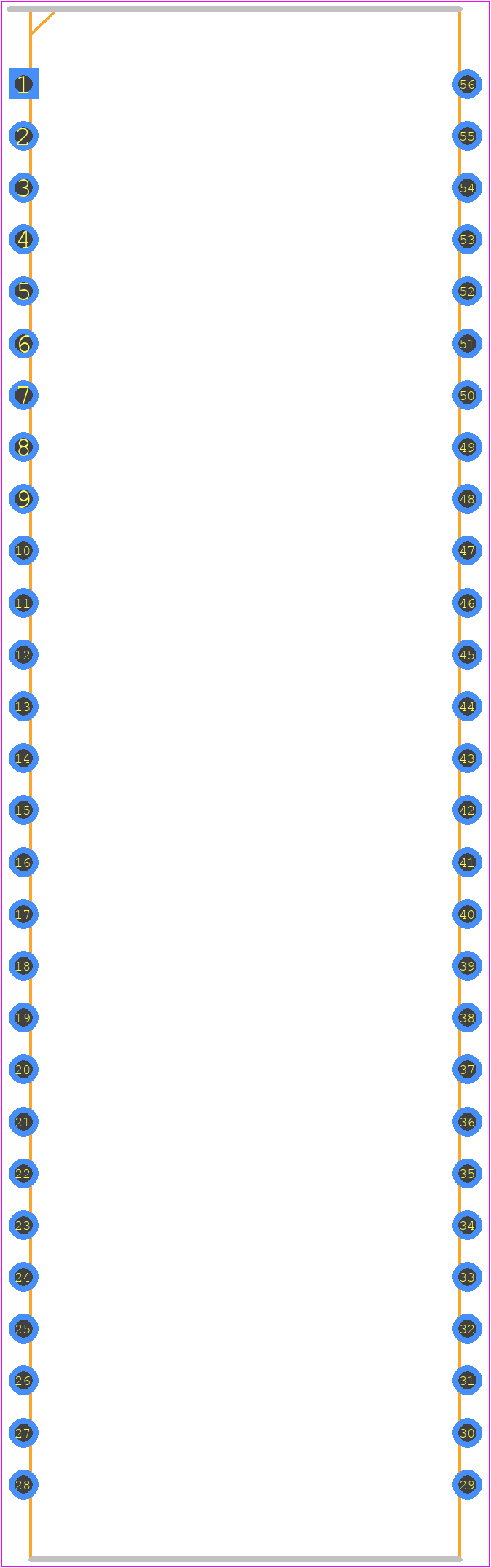 ST72T331N4B6 - STMicroelectronics PCB footprint - Dual-In-Line Packages - Dual-In-Line Packages - 56-Pin Plastic Dual In-Line Package