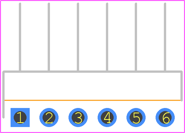 PH-1X06RG - Useconn Electronics PCB footprint - Header, Unshrouded - Right Angle PTH Pin - Header, Unshrouded - Right Angle PTH Pin - PH-1X06RG