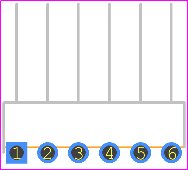 87232-6 - TE Connectivity PCB footprint - Header, Unshrouded - Right Angle PTH Pin - Header, Unshrouded - Right Angle PTH Pin - 87232-6_2021