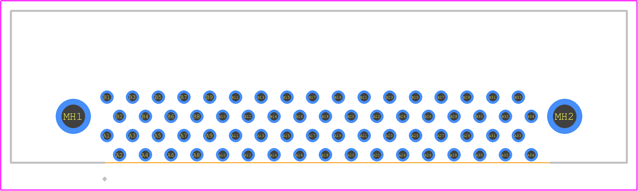 FX2B-68PA-1.27DS(71) - Hirose PCB footprint - Other - Other - FX2B-68PA-1.27DS(71)-2