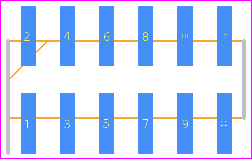 TW-06-06-T-D-400-SM - SAMTEC PCB footprint - Header, Unshrouded - Straight SMD Pin - Header, Unshrouded - Straight SMD Pin - TW-06-06-T-D-400-SM