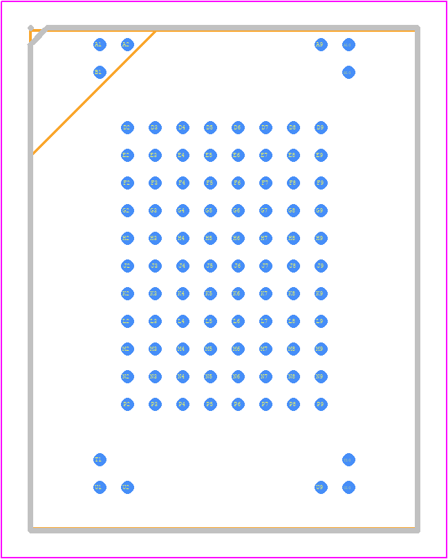 MTFC8GAMALNA-AAT - Micron PCB footprint - BGA - BGA - 100-Ball TBGA – 14mm x 18mm x 1.2mm (Package Code NA)