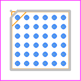 LTC3644EY#PBF - Analog Devices PCB footprint - BGA - BGA - BGA PACKAGE 36-BALL (5mm × 5mm × 1.72mm)