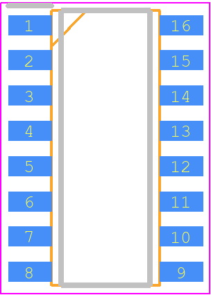 LDS6202DCGI8 - Renesas Electronics PCB footprint - Small Outline Packages - Small Outline Packages - 16-PIN SOIC, 3.9mm x 9.9mm, 1.27mm PITCH