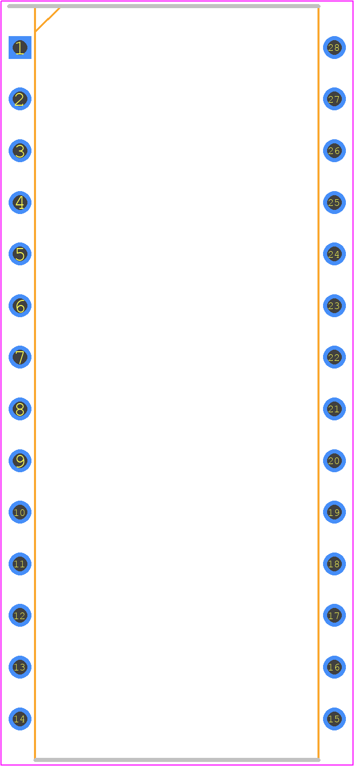 7203L25PI - Renesas Electronics PCB footprint - Dual-In-Line Packages - Dual-In-Line Packages - PD28-2