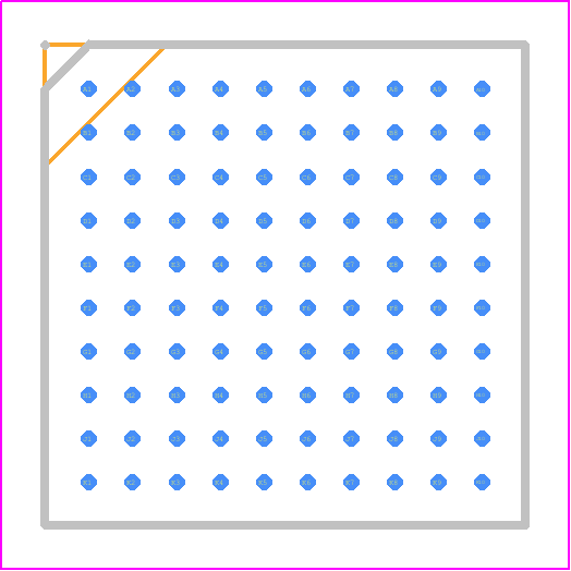8V19N490BDGI8 - Renesas Electronics PCB footprint - BGA - BGA - CABGA-100, Package Outline Drawing 11.0 x 11.0 x 1.1 mm Body, 1.0mm Pitch