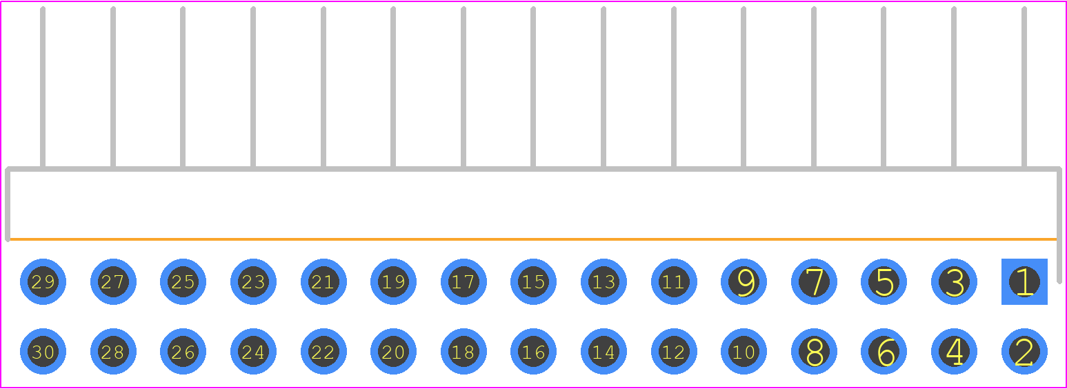 HTSW-115-08-L-D-RA - SAMTEC PCB footprint - Header, Unshrouded - Right Angle PTH Pin - Header, Unshrouded - Right Angle PTH Pin - HTSW-115-08-L-D-RA