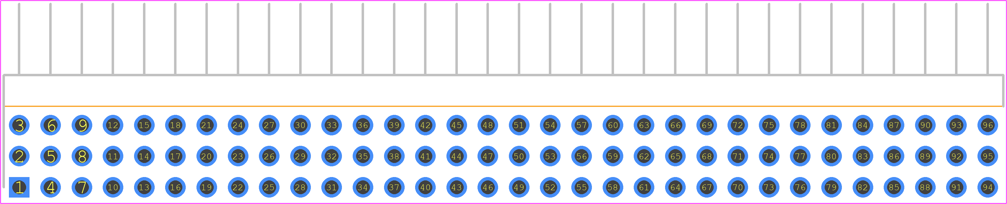 TSW-132-10-F-T-RA - SAMTEC PCB footprint - Header, Unshrouded - Right Angle PTH Pin - Header, Unshrouded - Right Angle PTH Pin - TSW-132-10-F-T-RA