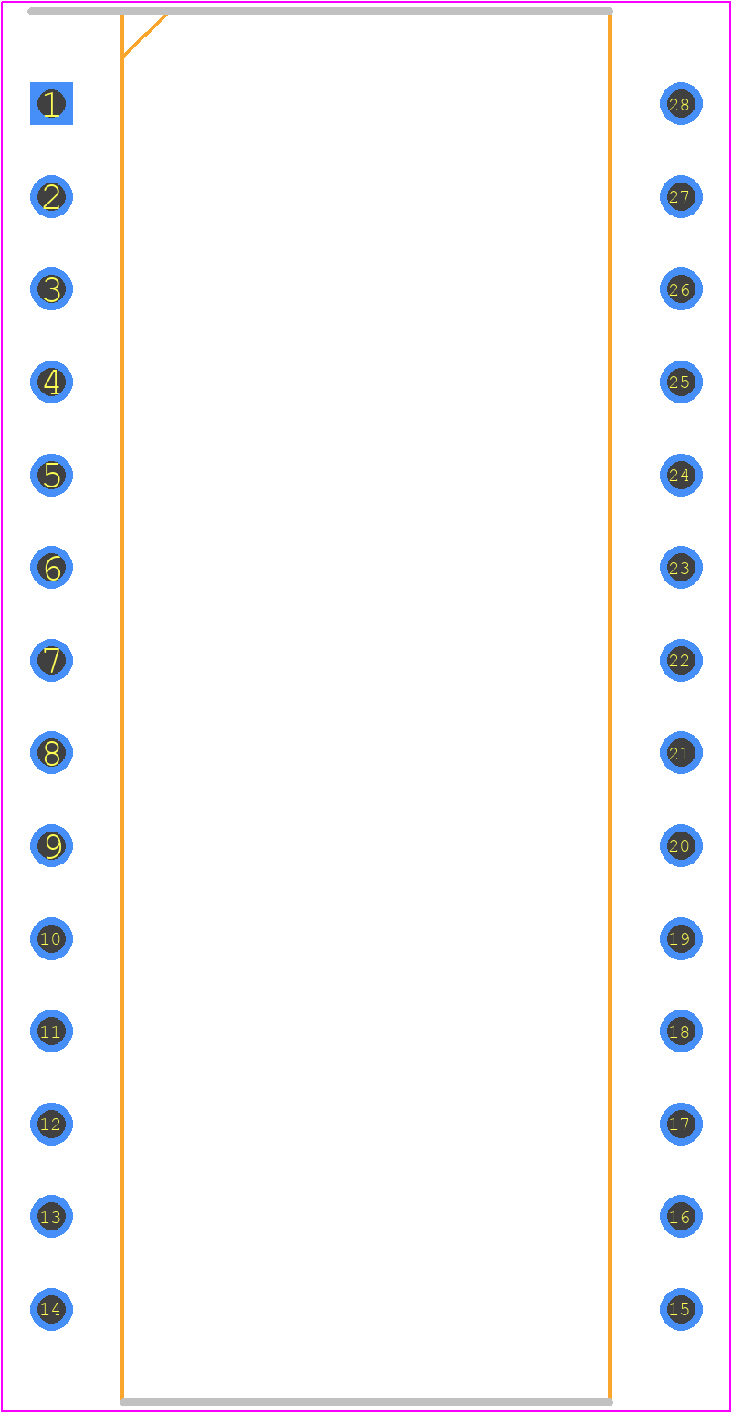 M27128AF1 - STMicroelectronics PCB footprint - Ceramic Dual-In-Line Packages - Ceramic Dual-In-Line Packages - 28 Pin, Ceramic, DIP