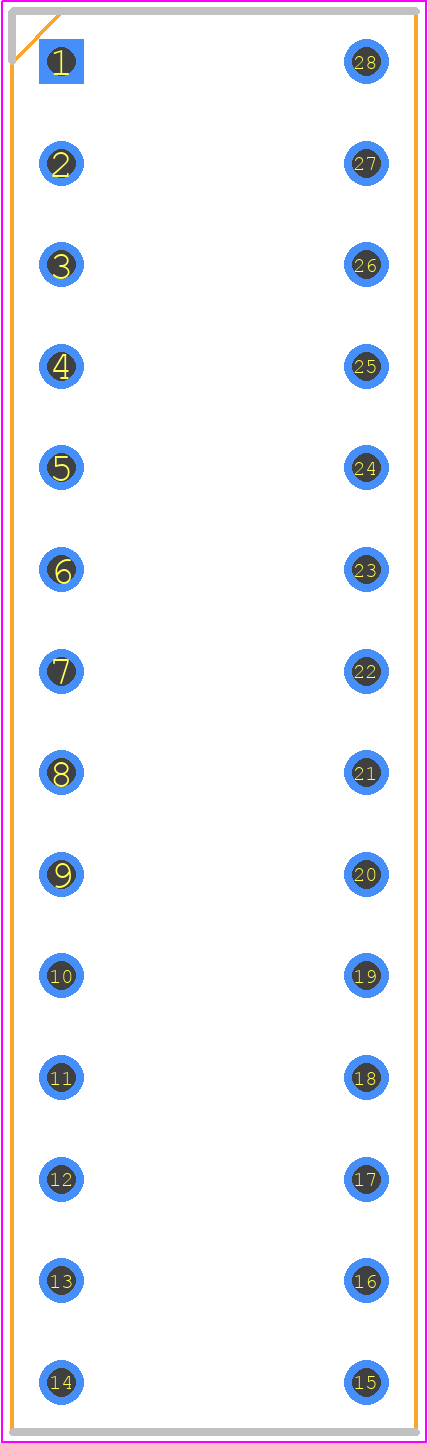 110-83-328-41-001101 - Preci-Dip PCB footprint - Dual-In-Line Sockets - Dual-In-Line Sockets - 110-83-328-41-001101