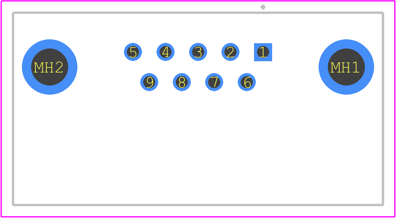 09661126600 - HARTING PCB footprint - Other - Other - D-Sub R/A 2.74x2.54mm 9pin 10.4