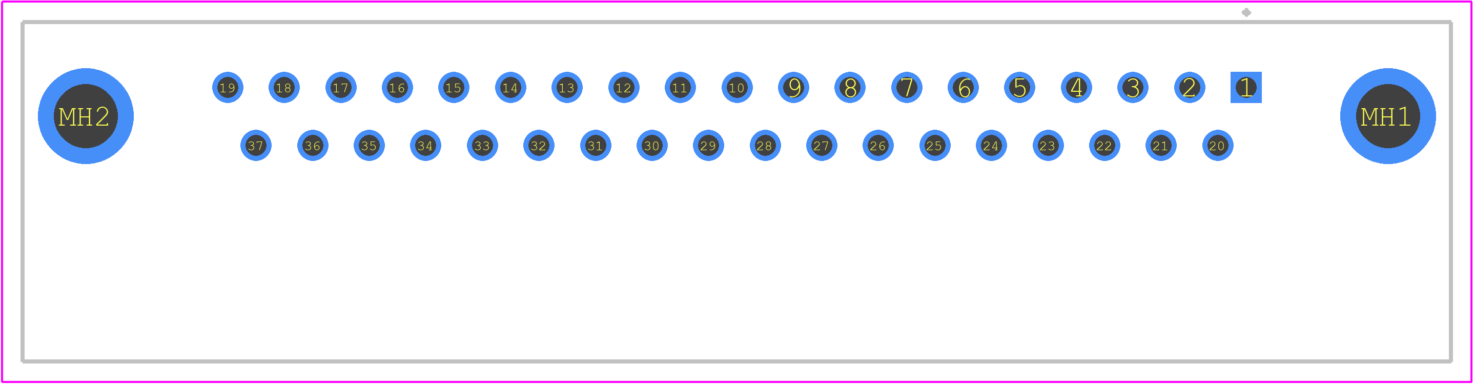 09664136600 - HARTING PCB footprint - Other - Other - D-Sub Female R/A 37 2.76 x 2.84