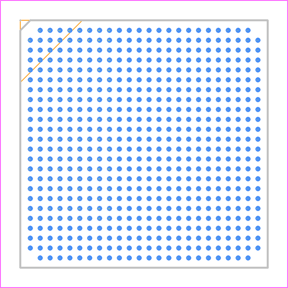 EP2AGX95DF25I5 - Intel PCB footprint - BGA - BGA - 572-Pin FineLine Ball-Grid Array (FBGA) - Flip Chip - Lidless - A:2.20