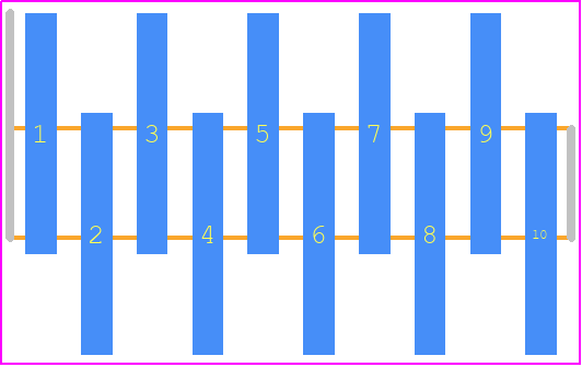 FTR-110-01-S-S - SAMTEC PCB footprint - Header, Unshrouded - Single Row Staggered SMD Pin - Header, Unshrouded - Single Row Staggered SMD Pin - FTR-110-01-S-S