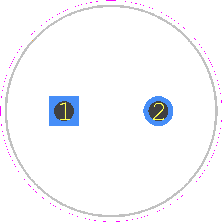 381LX101M200H012 - Cornell Dubilier PCB footprint - Capacitor, Polarized Radial Diameter - Capacitor, Polarized Radial Diameter - 22mm X 25mm