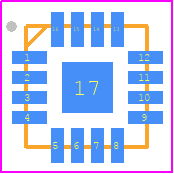 MAX17644AATE+ - Analog Devices PCB footprint - Quad Flat No-Lead - Quad Flat No-Lead - T1633+5C